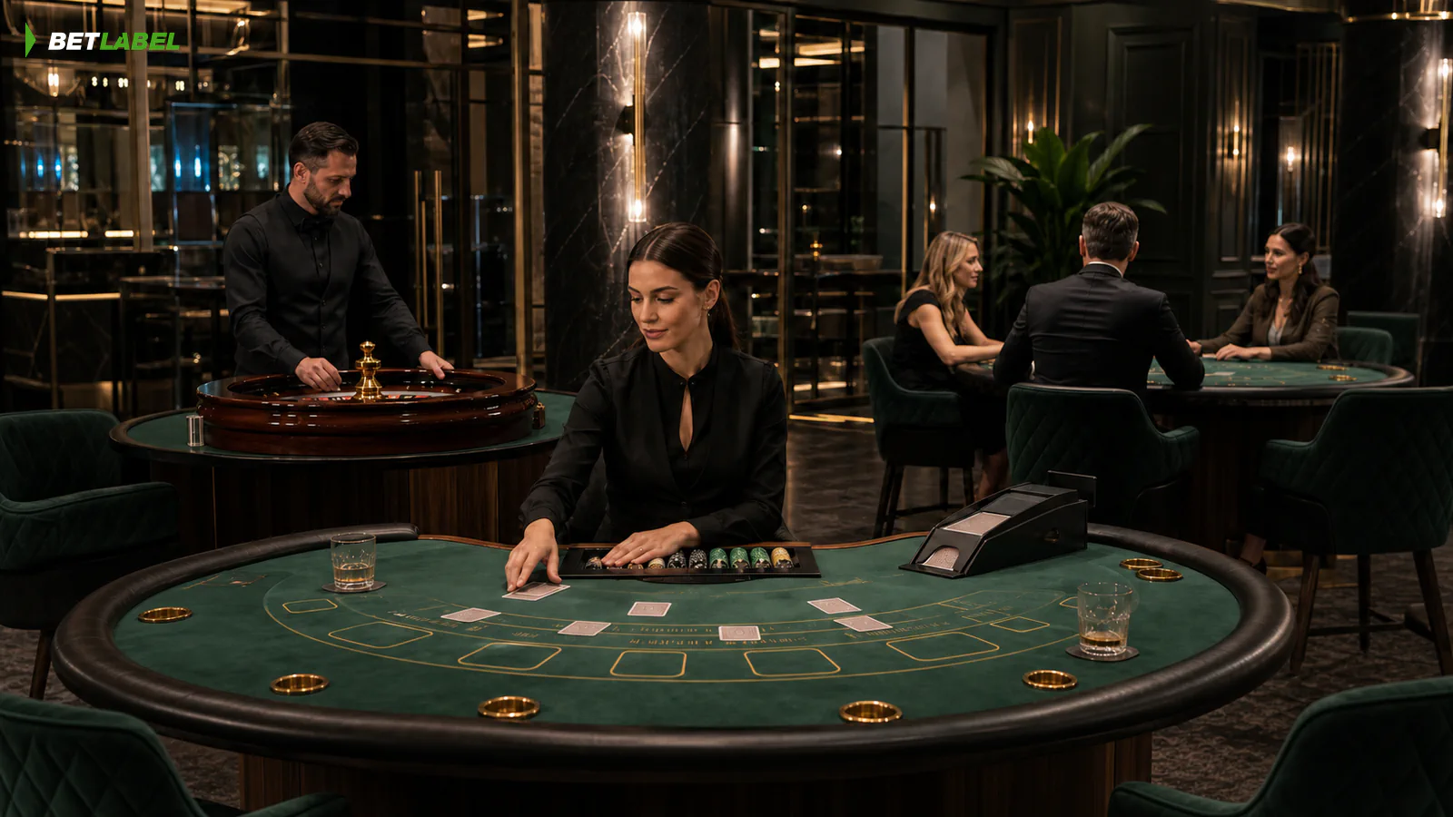 Live-Casino-Studio mit Spieltischen